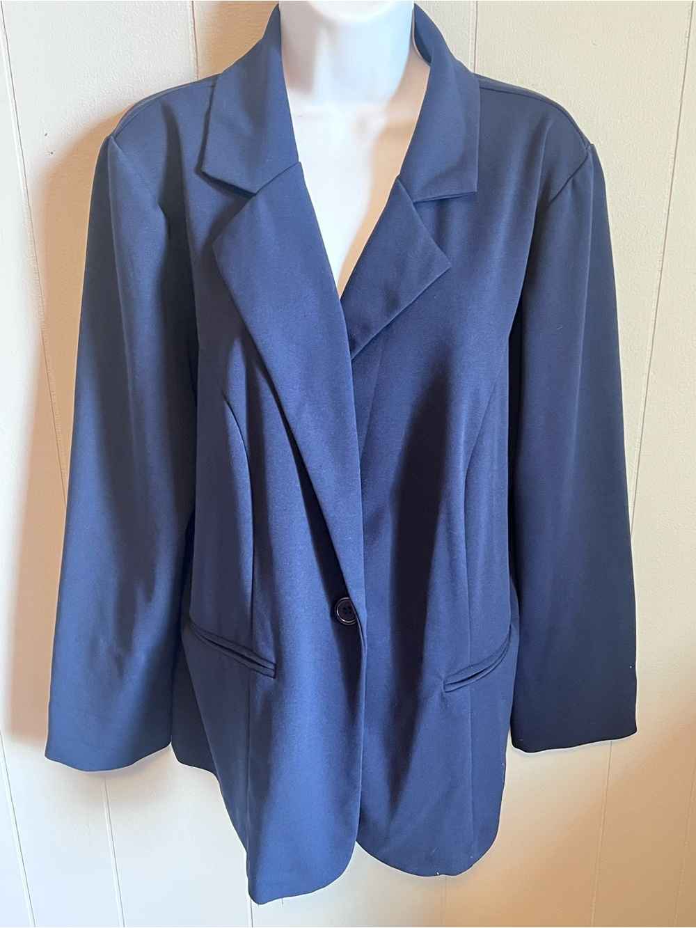 Ashley Stewart Navy Single-Button Blazer